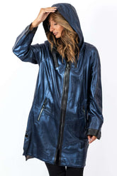 Women's leather coat Zhiselle Blue Neon